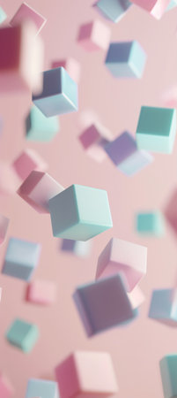 Abstract background with colorful cubes. 3d rendering, 3d illustration.の素材