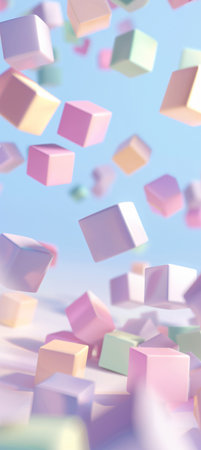 3d rendering of cubes flying in the air. Abstract background.の素材