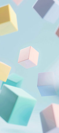 abstract background with geometric shapes on pastel blue and pink backgroundの素材