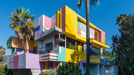 Colorful modern architecture in Santa Cruz de Tenerife, Spainの素材