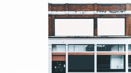 Blank billboard on the facade of a modern office building. 3d renderingの素材