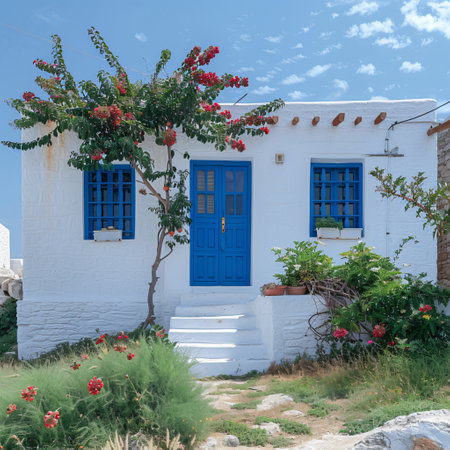 Traditional Greek architecture on the island of Mykonos, Greeceの素材