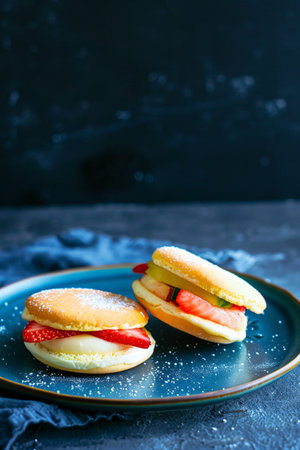 sandwiches with strawberry and strawberry on a table, stock photoの素材