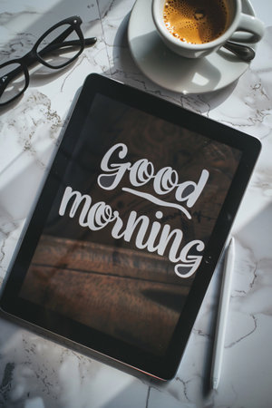 Good Morning Coffee Break Time Relaxation Resting Lifestyle Word Conceptの素材