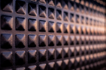 A closeup shot of a metal panel with a shallow depth of fieldの写真素材