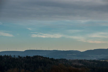 Wind power near the villageの写真素材