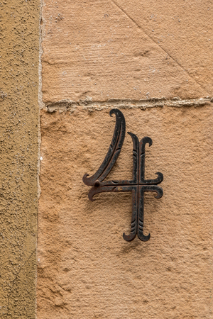 Number 4 of the house with iron lettersの写真素材