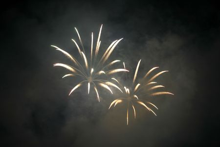 Fireworks blowing in the sky at night