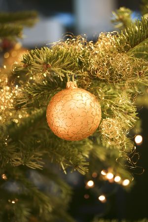 a close up of a christmas baubleの写真素材