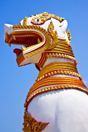 Architecture of burmese lion, sangkhlaburi, kranchanaburi, thailandの写真素材