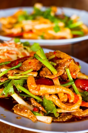 yum sam krob, spicy mix salad thai styleの写真素材
