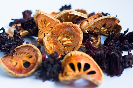  dried Roselle and dried bael の写真素材