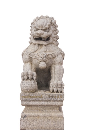 chinese lion statue in white backgroundの写真素材