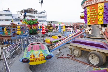 toy car carousel in amusement park on weekend carousel in amusement park on weekendのeditorial素材