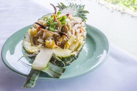 Pineapple Fried Rice on dishの写真素材