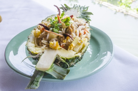 Pineapple Fried Rice on dishの写真素材