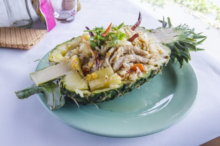 Pineapple Fried Rice on dishの写真素材