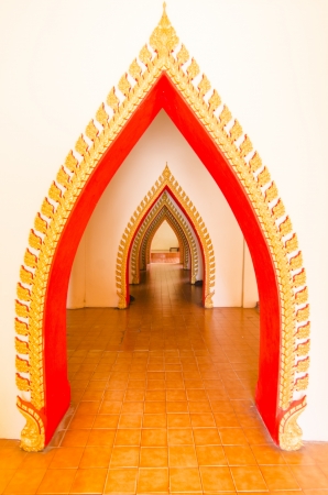 The corridor inside Wat thum sua temple, Thailandの写真素材