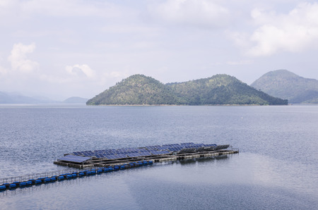 group of solar energy on water.の写真素材