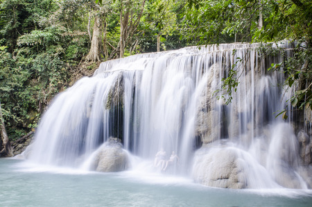 Era-wan waterfall National Park at Kanchanaburi, Thailandの写真素材