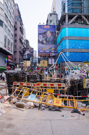 HONG KONG, OCT 15:  protesters occupy the road in Mongkok on 15 October 2014. they protest to free  election from china. they called Umbrella Revolution.のeditorial素材