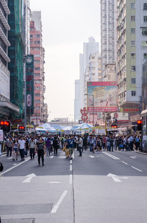 HONG KONG, OCT 15:  protesters occupy the road in Mongkok on 15 October 2014. they protest to free  election from china. they called Umbrella Revolution.のeditorial素材