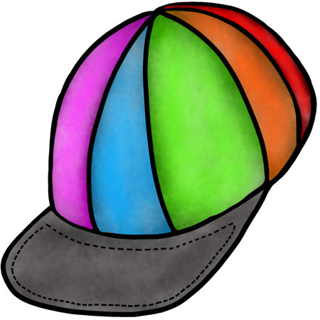 Illustration of a cap with a beach ball on a white backgroundの写真素材