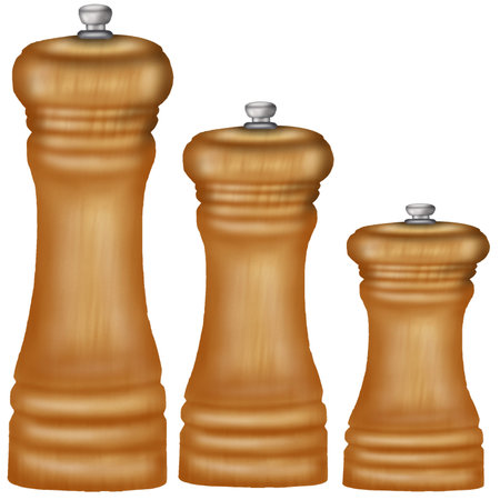 Pepper mill and salt shaker on a white background. Vector illustration.の写真素材