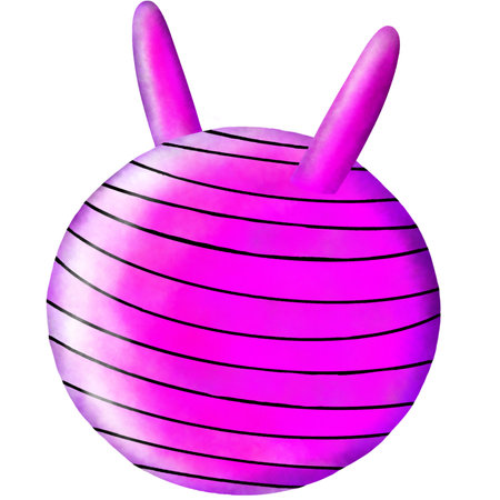 Pink and purple easter egg with bunny ears isolated on white backgroundの写真素材