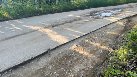 road conditions to the villageの写真素材