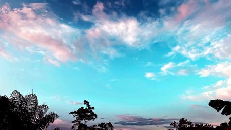 beautiful sunset with blue sky