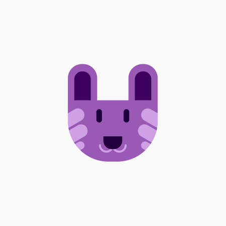 Cat's face in flat design style. Cute kitty. animal's head logo. Flat vector illustration, isolated on white background.のイラスト素材