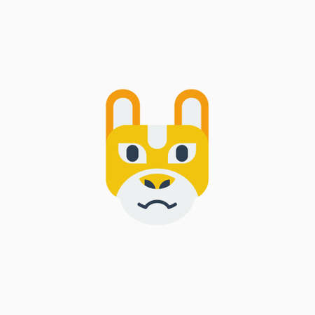 Cat's face in flat design style. Cute kitty. animal's head logo. Flat vector illustration, isolated on white background.のイラスト素材