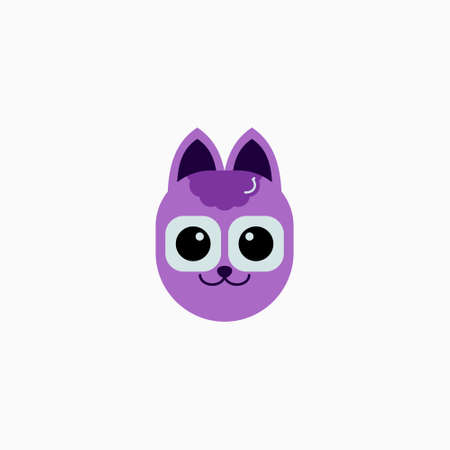 Cat's face in flat design style. Cute kitty. animal's head logo. Flat vector illustration, isolated on white background.のイラスト素材