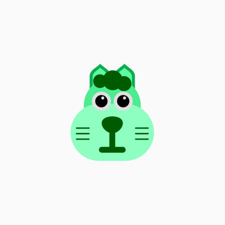Cat's face in flat design style. Cute kitty. animal's head logo. Flat vector illustration, isolated on white background.のイラスト素材