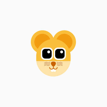Vector Flat Rat's face isolated. Cartoon style illustration. Mouse, Animal's head logo. Object for web, poster, banner, print design. Advertisement decoration elementのイラスト素材