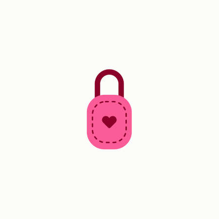 Happy valentines day padlock heart love romantic feeling flat icon. Vector illustration.のイラスト素材