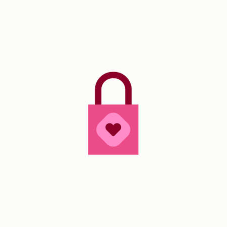 Happy valentines day padlock heart love romantic feeling flat icon. Vector illustration.のイラスト素材