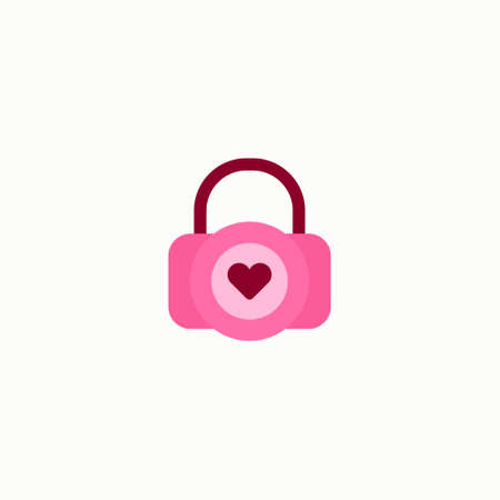 Happy valentines day padlock heart love romantic feeling flat icon. Vector illustration.のイラスト素材