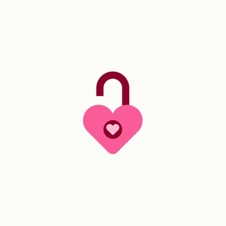 Happy valentines day padlock heart love romantic feeling flat icon. Vector illustration.