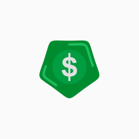 Protection money concept. Dollar icon on the shield. Secure investment, insurance. Vector illustration flat design style. Shield to protect savings. Finance safety.のイラスト素材