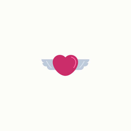 Heart with wings flat icon design, Love passion romantic valentine's day wedding romance decoration...