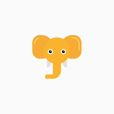 Vector Flat Elephant's face isolated. Cartoon style illustration. Animal's head  . Object for web, poster, banner, print design. Advertisement decoration element.のイラスト素材