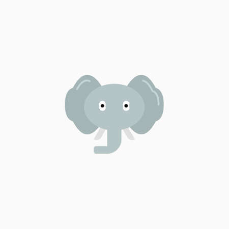 Vector Flat Elephant's face isolated. Cartoon style illustration. Animal's head  . Object for web, poster, banner, print design. Advertisement decoration element.のイラスト素材