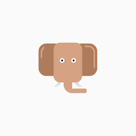 Vector Flat Elephant's face isolated. Cartoon style illustration. Animal's head  . Object for web, poster, banner, print design. Advertisement decoration element.のイラスト素材