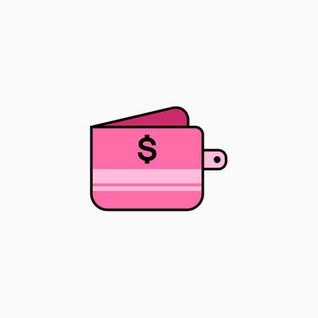 Wallet flat icon vector illustration isolated on white background.のイラスト素材