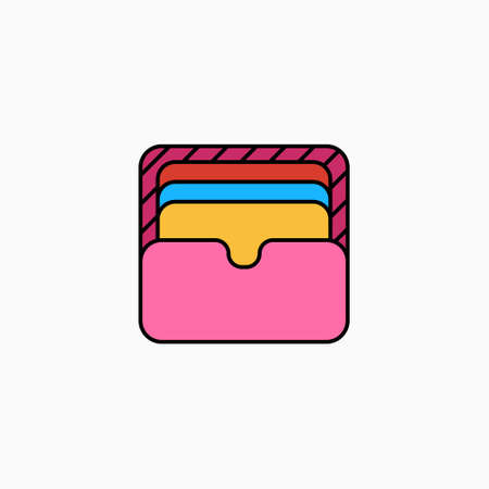 Wallet flat icon vector illustration isolated on white background.のイラスト素材