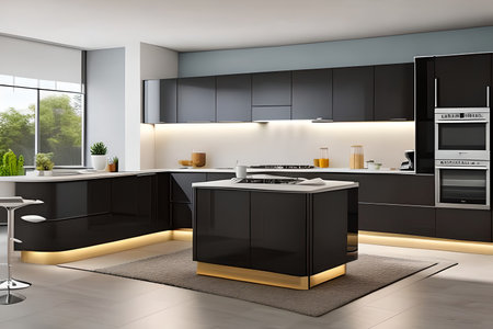 Beautiful Kitchen Interior and Stylish Furnitureの素材