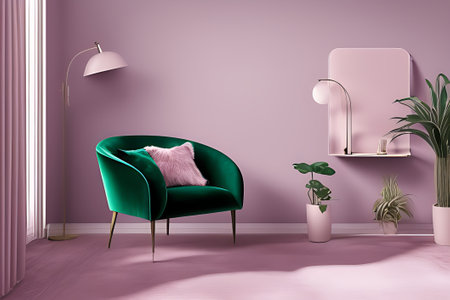 A Crimson Couch Coffee Table Potted Plant Vertical Blank Posterの素材