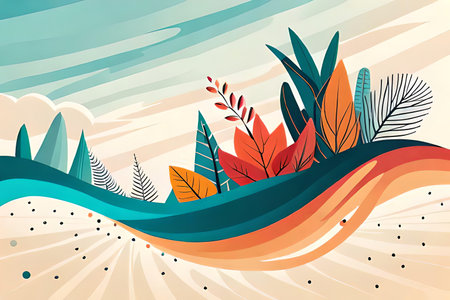 Simple minimalistic design style of Boho art design muted color scheme, incorporating botanicalの素材